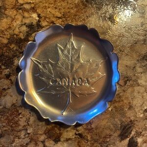 Lot of 4 Millbrook Aluminum Coasters Maple Leaf Canada Jewelry Dish Ashtray